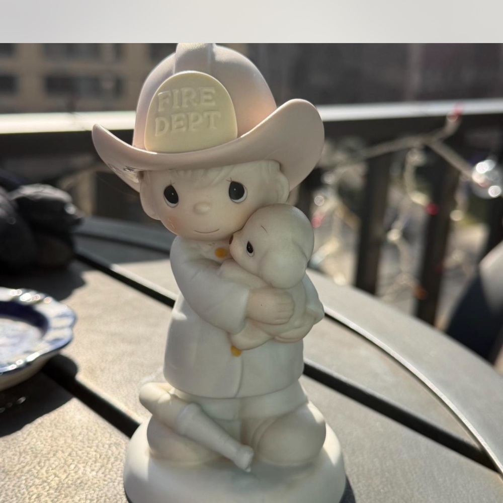 Precious Moments Fire Dept Firefighter Figurine in Soft White